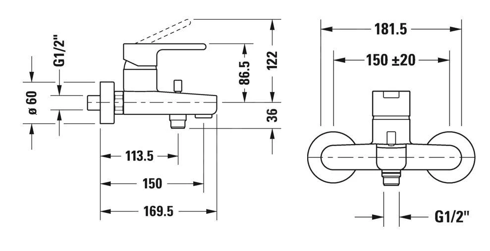 Duravit B.2 - Badkraan Opbouw, Chroom B25230000010 4 Duravit B.2 - Badkraan Opbouw, Chroom B25230000010 - Afbeelding 2