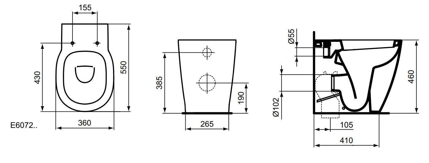 Ideal Standard Connect Freedom - Staande WC Plus 6, Met Ideal Plus, Wit E6072MA 4 Ideal Standard Connect Freedom - Staande WC Plus 6, Met Ideal Plus, Wit E6072MA - Afbeelding 2