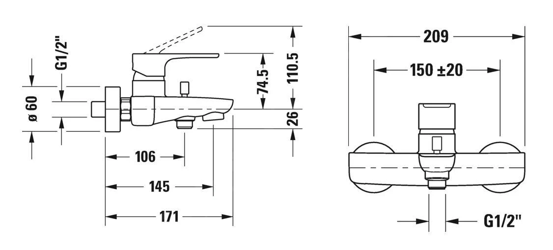 Duravit B.1 - Badkraan Opbouw, Chroom B15230000010 4 Duravit B.1 - Badkraan Opbouw, Chroom B15230000010 - Afbeelding 2