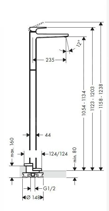 Hansgrohe Metropol - Eengreeps Wastafelmengkraan Vloergemonteerd, Chroom 74530000 4 Hansgrohe Metropol - Eengreeps Wastafelmengkraan Vloergemonteerd, Chroom 74530000 - Afbeelding 2