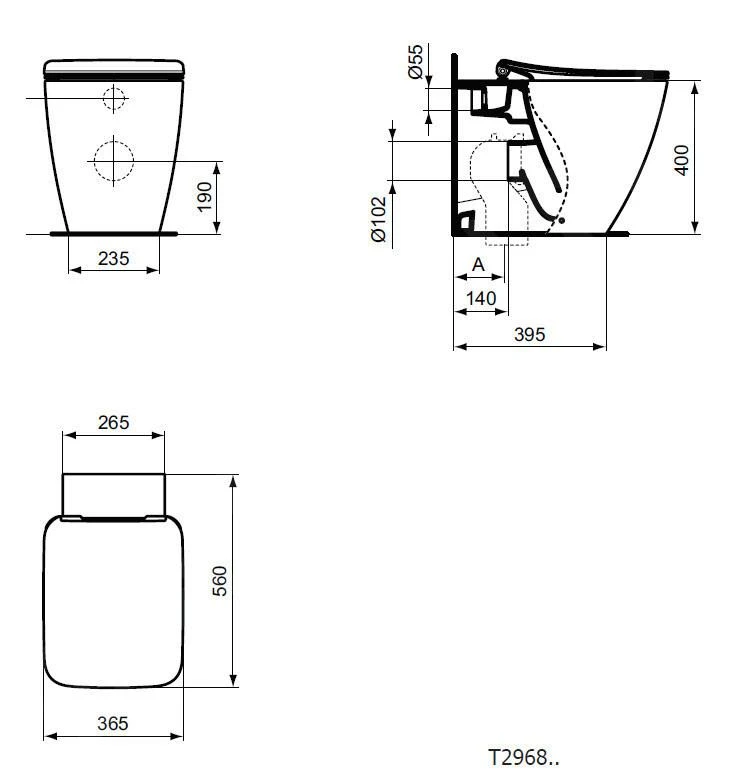Ideal Standard Strada II - Staand Toilet, AquaBlade, Wit T296801 4 Ideal Standard Strada II - Staand Toilet, AquaBlade, Wit T296801 - Afbeelding 2
