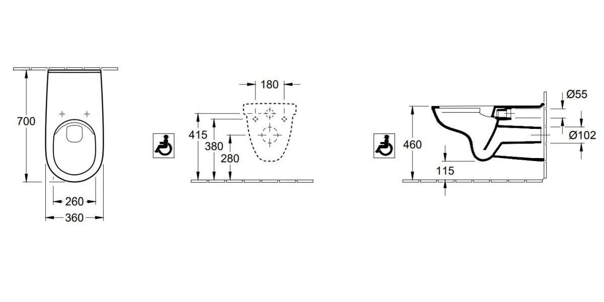 Villeroy & Boch ViCare - Wandcloset Voor Mensen Met Beperkte Bewegingsmogelijkheden, Afvoer Achteraan, DirectFlush, AntiBac, CeramicPlus, Alpine Wit 4601R0T2 4 Villeroy & Boch ViCare - Wandcloset Voor Mensen Met Beperkte Bewegingsmogelijkheden, Afvoer Achteraan, DirectFlush, AntiBac, CeramicPlus, Alpine Wit 4601R0T2 - Afbeelding 2
