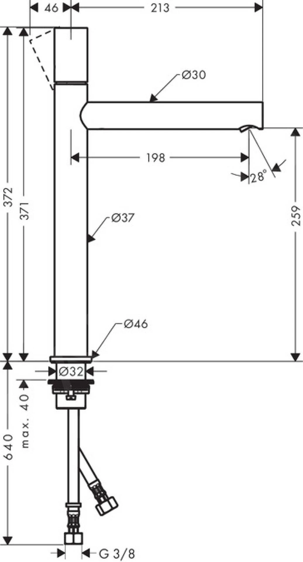 Axor Uno - Wastafelkraan 260, Geborsteld Nikkel 45004820 4 Axor Uno - Wastafelkraan 260, Geborsteld Nikkel 45004820 - Afbeelding 2