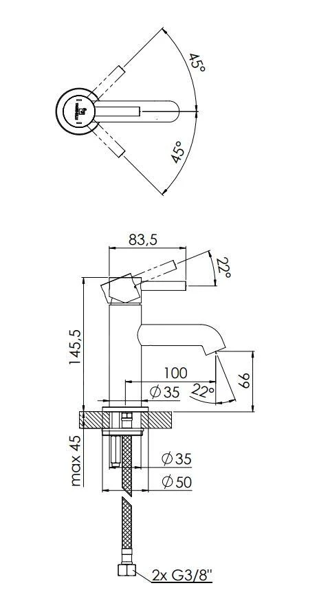 Steinberg 100 - Wastafelkraan, Chroom 100 1050 4 Steinberg 100 - Wastafelkraan, Chroom 100 1050 - Afbeelding 2