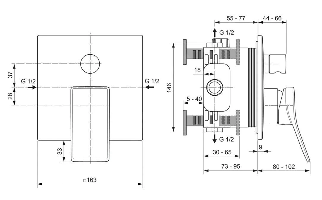 Ideal Standard Conca Tap - Inbouw Mengkraan, Voor 2 Functies, Silver Storm A7374GN 4 Ideal Standard Conca Tap - Inbouw Mengkraan, Voor 2 Functies, Silver Storm A7374GN - Afbeelding 2