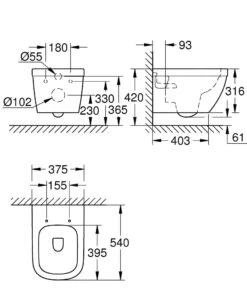 Grohe Euro Ceramic - Wandcloset, Rimless, Alpine Wit 39538000 -Geberit Winkel 67152383c48c15f9eadaf1cb