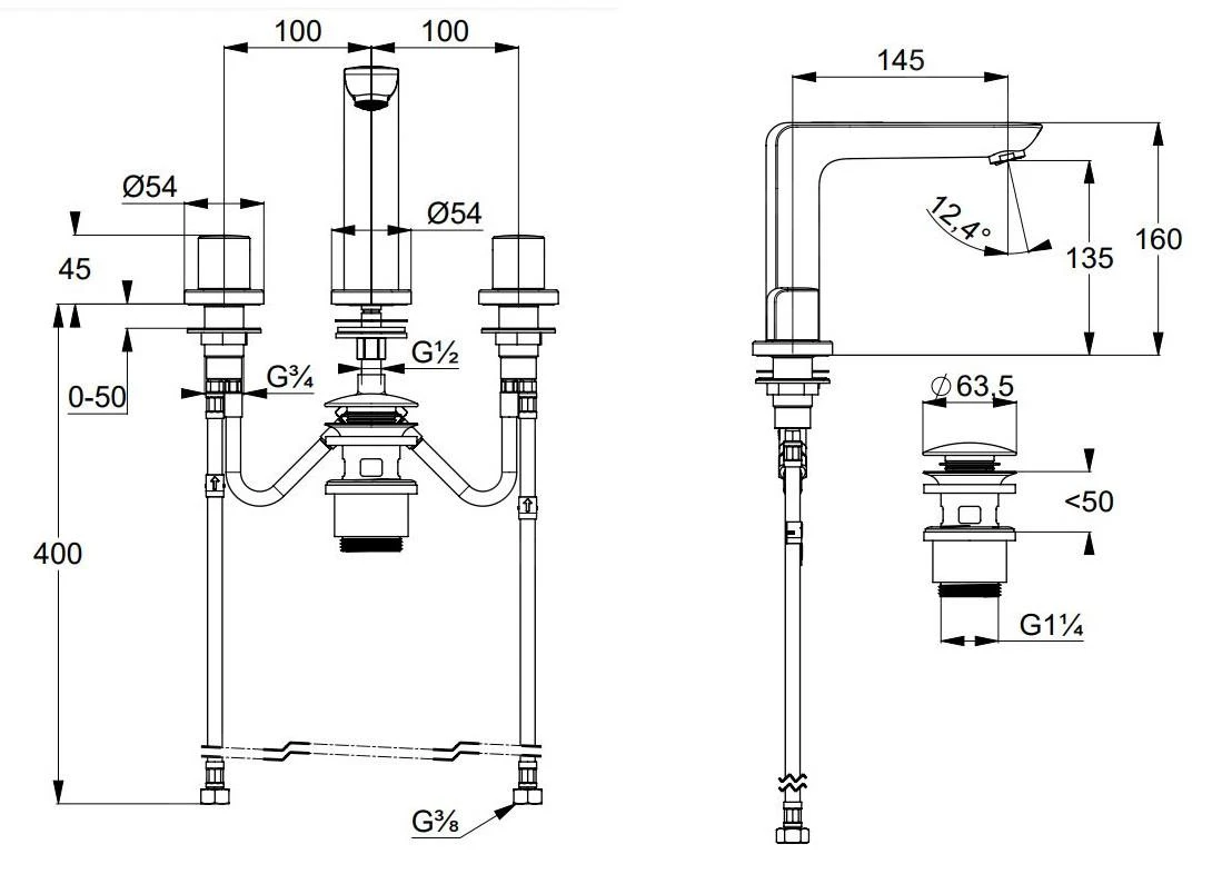 Kludi Ameo - Wastafelkraan, 3-gats, Chroom 413930530 4 Kludi Ameo - Wastafelkraan, 3-gats, Chroom 413930530 - Afbeelding 2