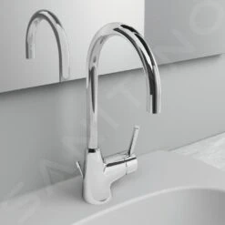 Ideal Standard CeraLine - Wastafelkraan Met Afvoer En Draaibare Uitloop, Chroom BC195AA -Geberit Winkel 7708c142685c12fba0839169