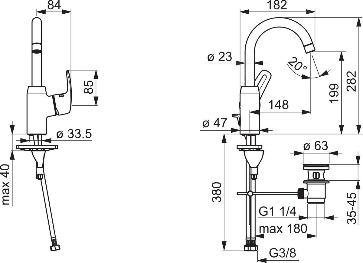 Hansa Pinto - Wastafelkraan Met Trekstang, Chroom 45102283 4 Hansa Pinto - Wastafelkraan Met Trekstang, Chroom 45102283 - Afbeelding 2