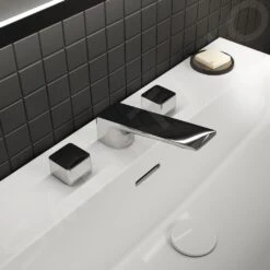 Ideal Standard Conca Tap - Wastafelkraan, 3-gats, Met Afvoergarnituur, Silver Storm BC759GN -Geberit Winkel a131472ceb7d71c386deebb2