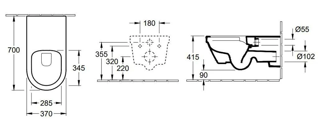 Villeroy & Boch Architectura - Vita Hangend Toilet, 370x700 Mm, Alpine Wit 5649R201 4 Villeroy & Boch Architectura - Vita Hangend Toilet, 370x700 Mm, Alpine Wit 5649R201 - Afbeelding 2