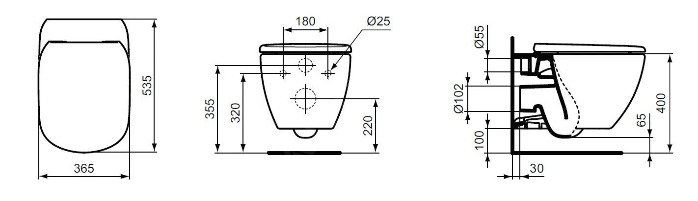 Ideal Standard Tesi - Hangend Toilet Met Wc Bril Overwrap SoftClose, AquaBlade, Wit T354801 4 Ideal Standard Tesi - Hangend Toilet Met Wc Bril Overwrap SoftClose, AquaBlade, Wit T354801 - Afbeelding 2