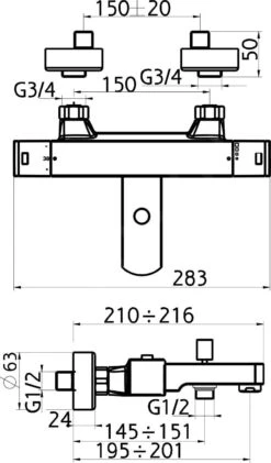 Novaservis Thermostaat Kranen - Opbouw Thermostaat Douchekraan, Chroom 2820/1,0 -Geberit Winkel cbfdae68f182dc0b418651c9