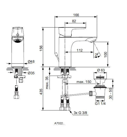 Ideal Standard Connect Air - Wastafelkraan Met Waste, Silver Storm A7022GN 4 Ideal Standard Connect Air - Wastafelkraan Met Waste, Silver Storm A7022GN - Afbeelding 2