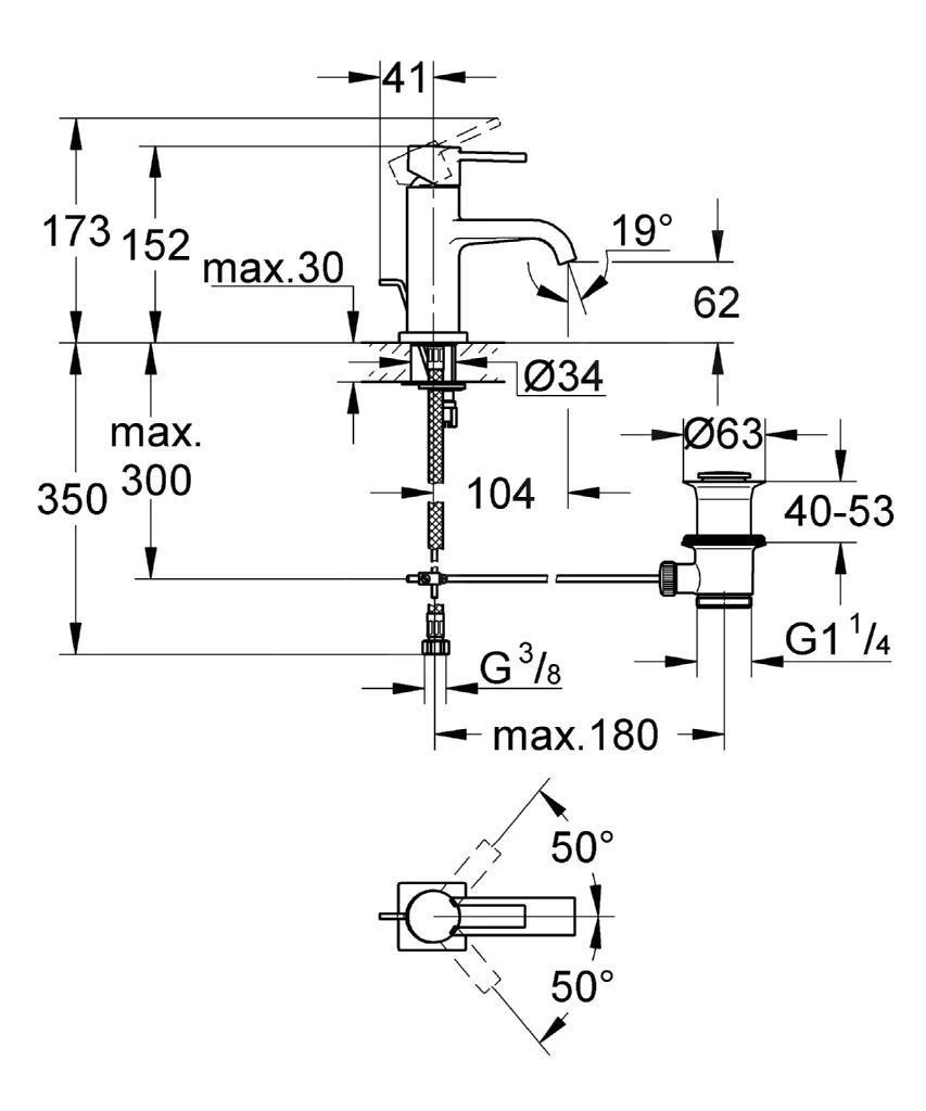 Grohe Allure - Wastafelkraan Met Afvoer, Chroom 32757000 4 Grohe Allure - Wastafelkraan Met Afvoer, Chroom 32757000 - Afbeelding 2