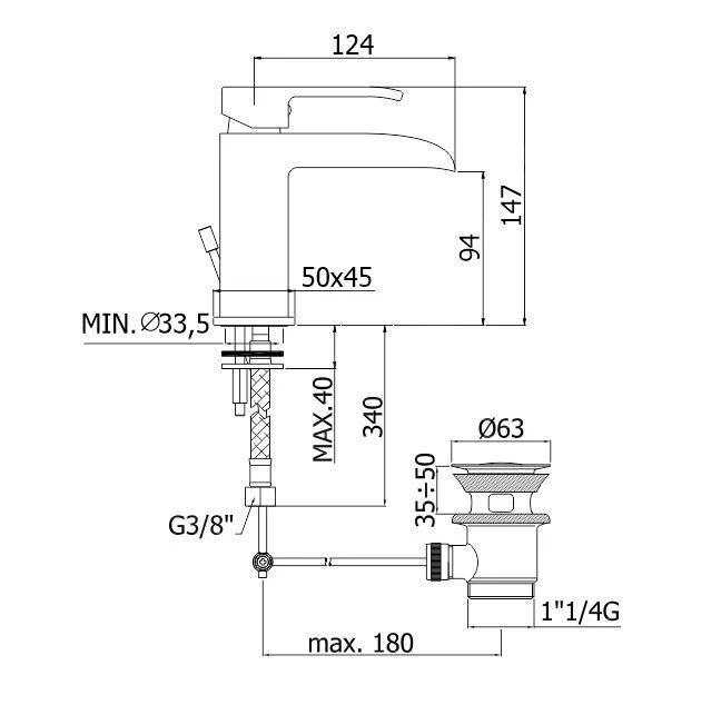 Paffoni Level - Wastafelkraan Met Waste, Chroom LES065CR 4 Paffoni Level - Wastafelkraan Met Waste, Chroom LES065CR - Afbeelding 2